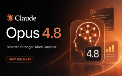 Feature image for a news article about Claude Opus 4.8. The design features a dark black-to-orange gradient background with the Claude wordmark and “Opus 4.8” prominently displayed on the left in large white and orange text. On the right, a glowing profile silhouette contains a network of connected nodes symbolizing artificial intelligence, surrounded by abstract interface panels and analytics graphics. Orange light trails sweep across the image, creating a sense of motion and technological advancement. The overall style is modern, futuristic, and editorial.
